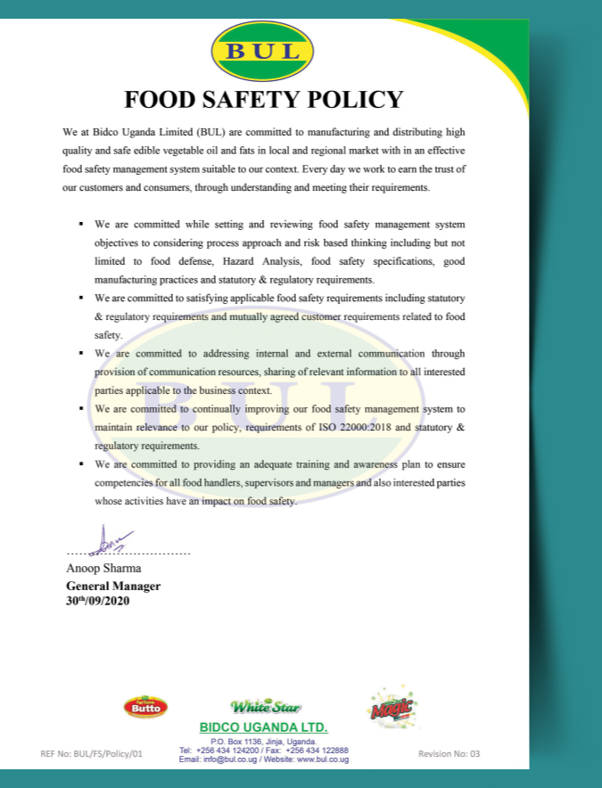 food safety policy